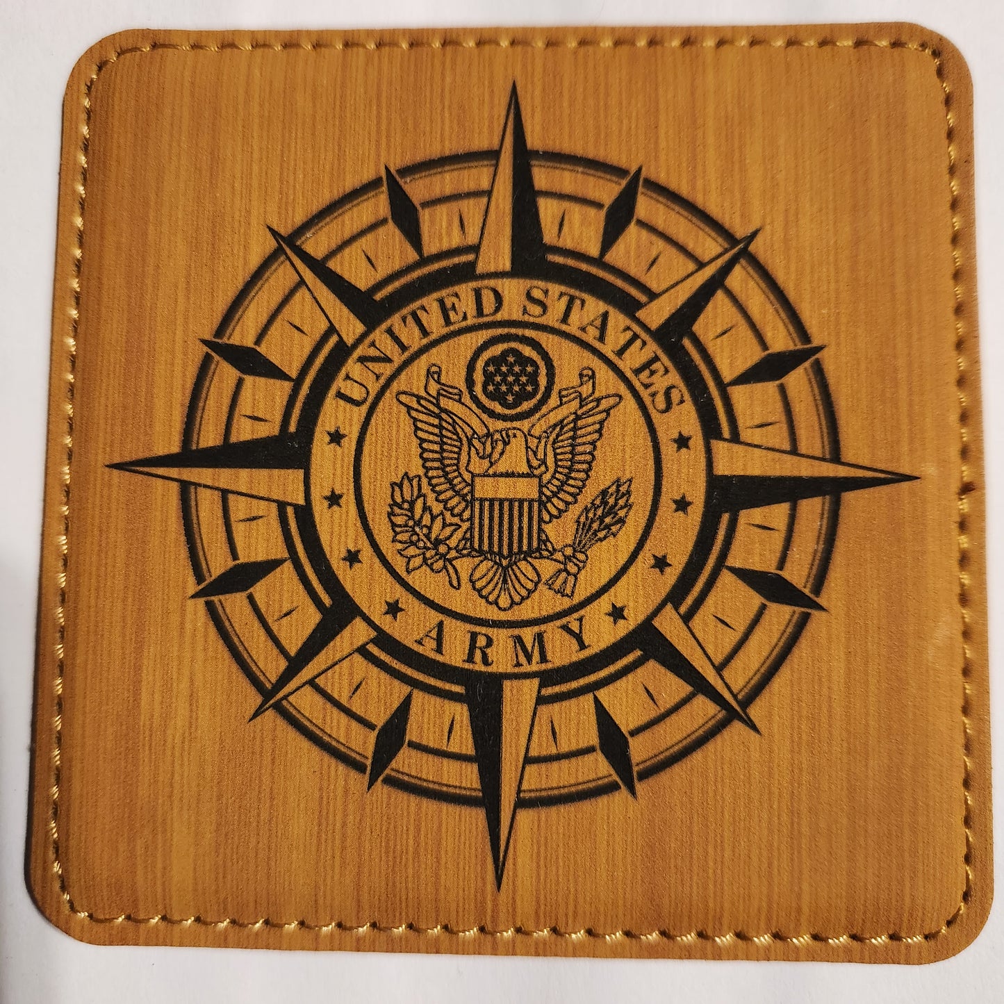 Laser engraved leather coasters